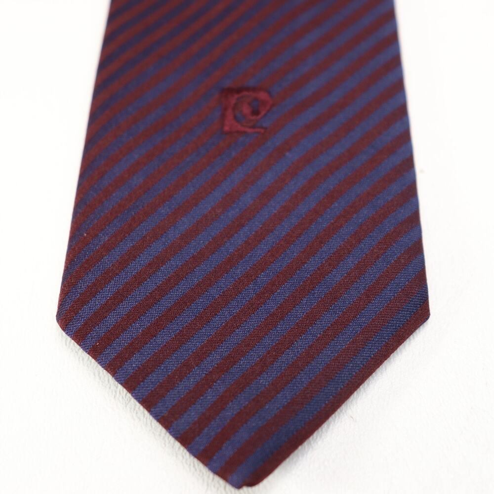 Vintage Pierre Cardin Tie Mens 54 in Blue Burgundy Diagonal Stripe Diamonds